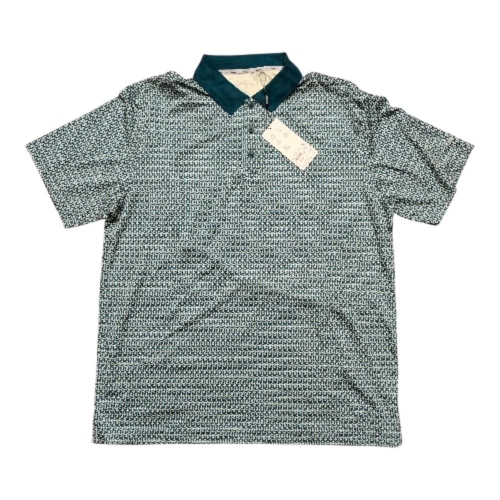 NWT Walter Hagen Mens Polo Clubhouse 19 Hole Print Short Sleeve Golf Sz XL Green